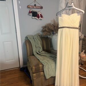 Ivanka Trump Strapless Cream Dress with Silver Accent